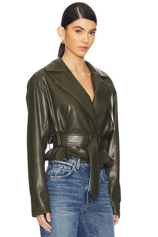 House of Harlow 1960 x REVOLVE Liv Faux Leather Jacket in Olive Green from Revolve.com | Revolve Clothing (Global)