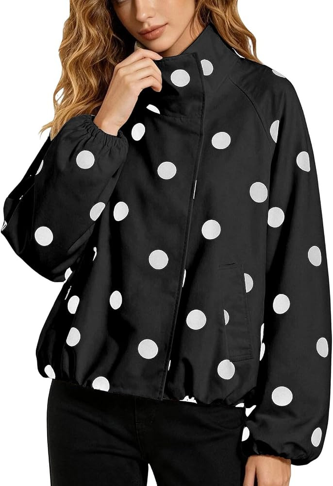 WILLBEST Women's Plaid Jacket Casual Long Sleeve Checked Bomber Jackets Stand Collar, Zip Up Vint... | Amazon (UK)