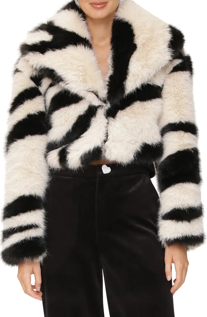Stripe Faux Fur Crop Coat | Nordstrom Rack