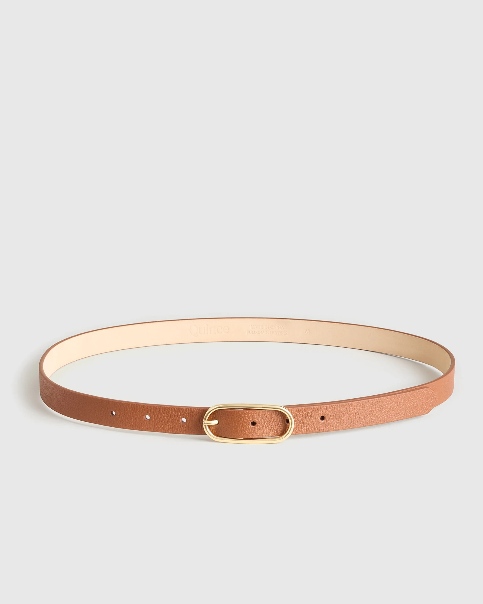 Quince | Women's Cleo European Leather Oval Skinny Belt in Black, Size Medium | Quince