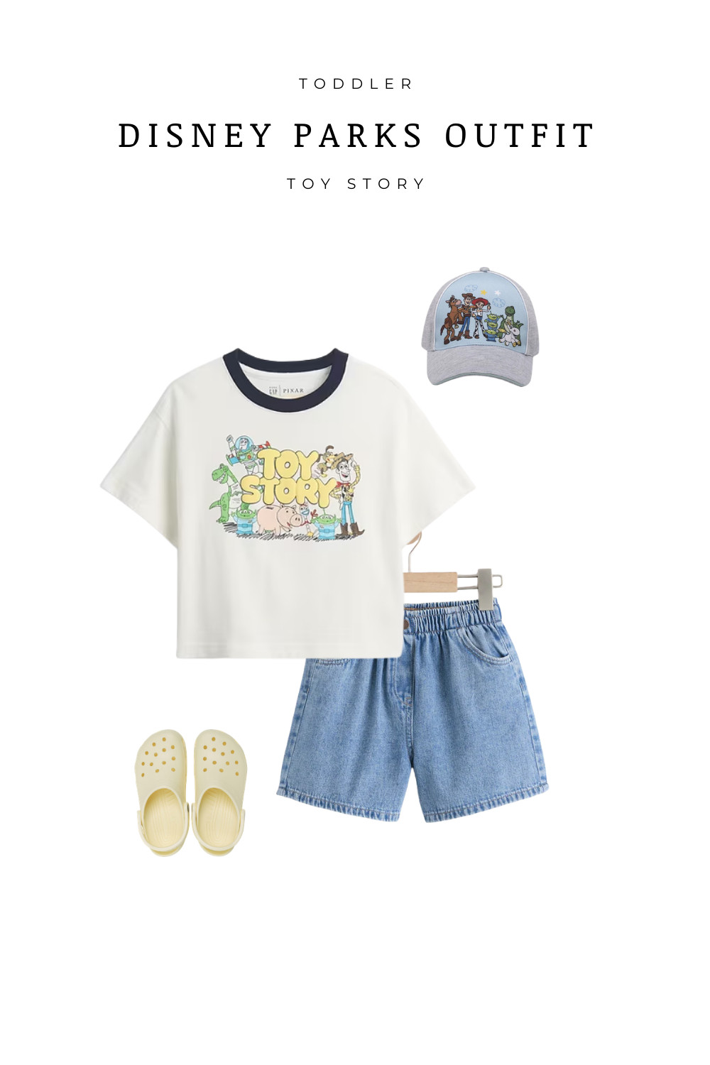  Cute toddler Disney parks outfit inspired by Toy Story. This boys Disney outfit features a Toy Story graphic tee, denim shorts, comfy clogs, and a character hat. Perfect for a Disneyland or Disney World park day, Toy Story Land, or a casual Pixar themed outfit for toddlers. Easy, comfortable Disney park outfit idea for boys.

 

#LTKTravel #LTKootd #LTKKids