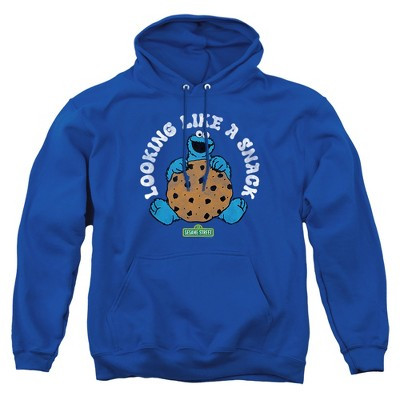 Men's Sesame Street Cookie Monster Snack Big Cookie Pull-Over Hoodie, Royal, Small | Target