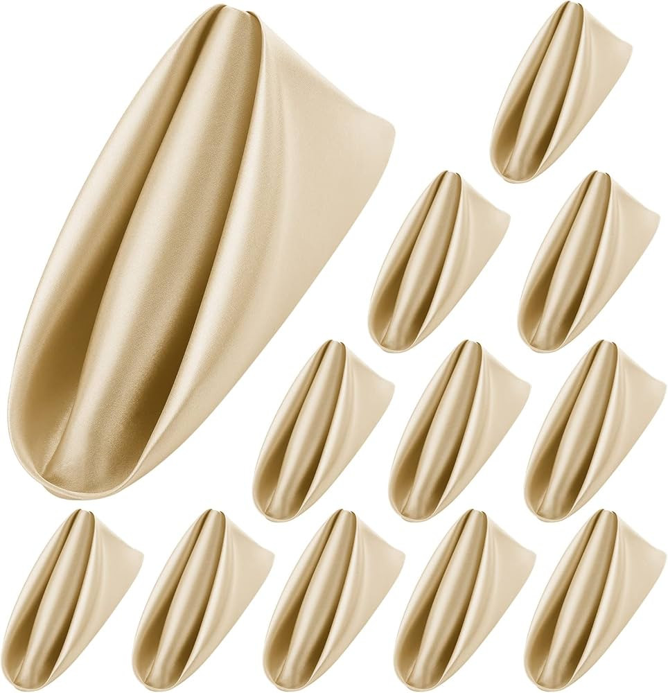 Aneco 12 Pieces Satin Napkins Soft Dinner Napkins Square Weddings Table Napkins 17 x 17 Inches fo... | Amazon (US)