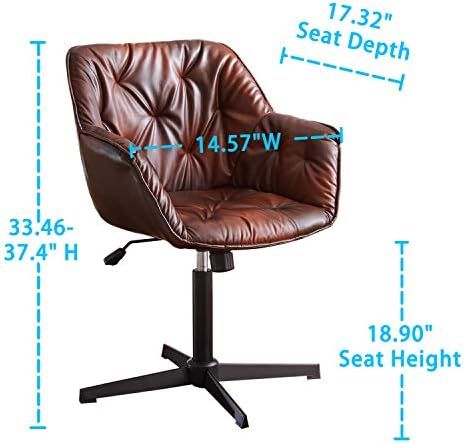 Volans Mid Century Vintage Cute Faux Leather Swivel Office Desk Chair with Arms No Wheels for Small  | Amazon (US)