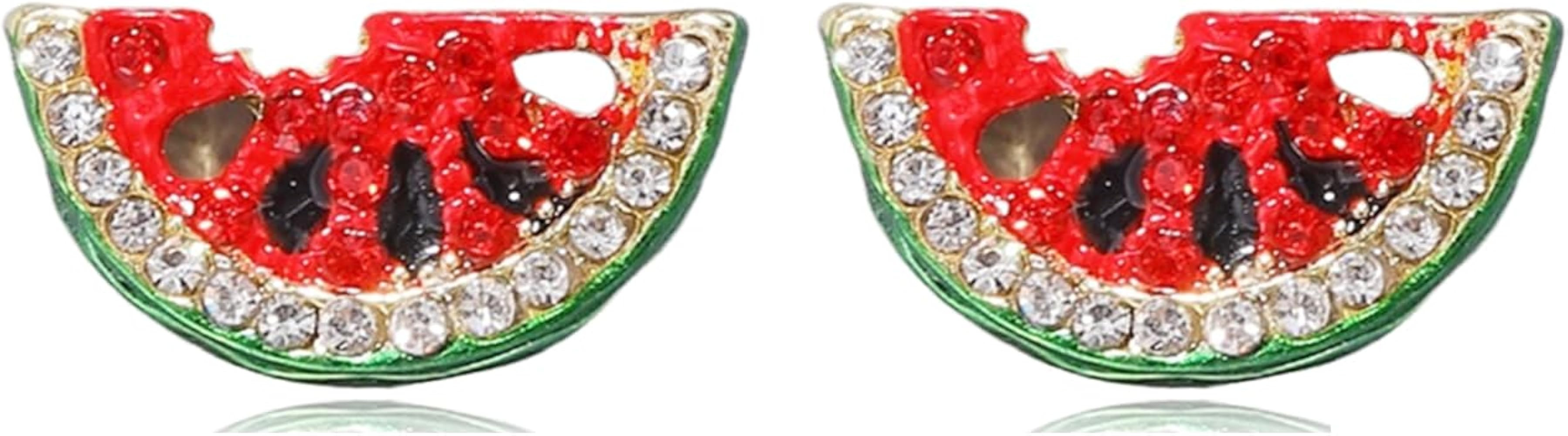 Fruit Banana Stud Earrings for Women Cute Colorful Enamel Sweet Fruit Banana watermelon Stud Earr... | Amazon (US)