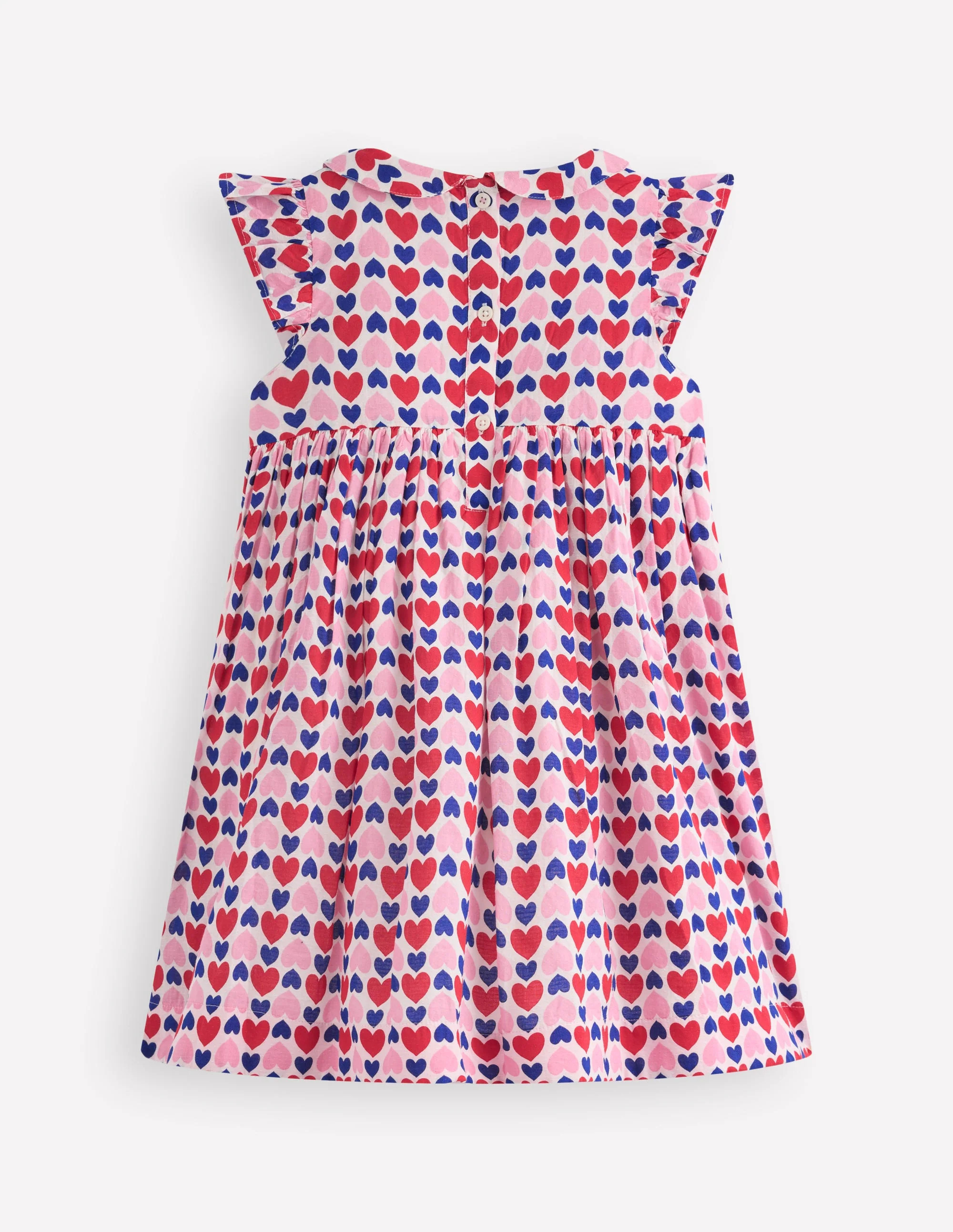 Adeline Smocked Dress-Poppy Red Geo Heart | Boden (US)