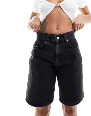 ASOS DESIGN denim bermuda shorts in wash black | ASOS (Global)
