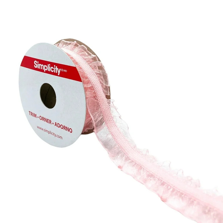 Simplicity Trim, Light Pink 1 inch Double Sheer Ruffled Elastic Trim Great for Apparel, Home Deco... | Walmart (US)