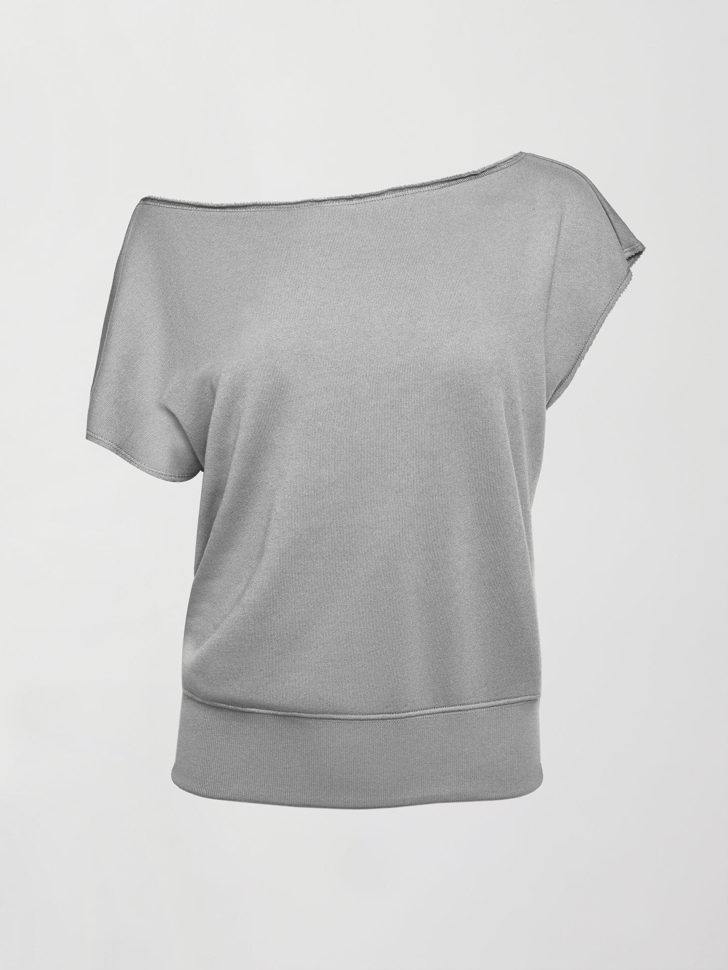 Short Sleeve Off Shoulder Sweatshirt in French Terry - Heather Grey | Carbon38