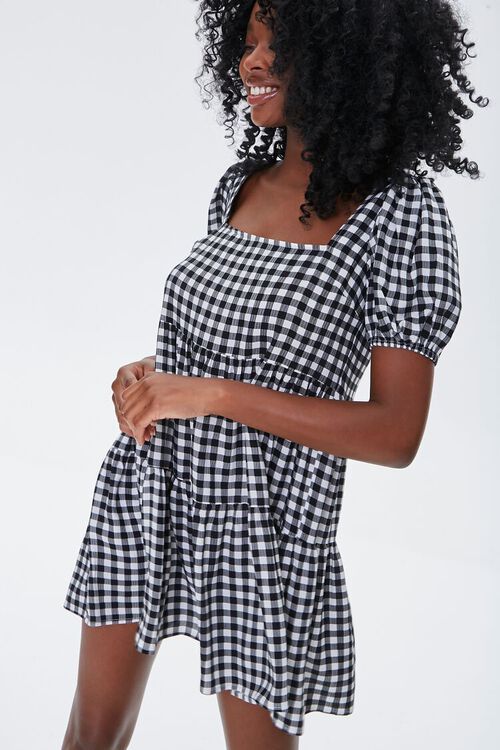 Gingham Puff-Sleeve Mini Dress | Forever 21 (US)