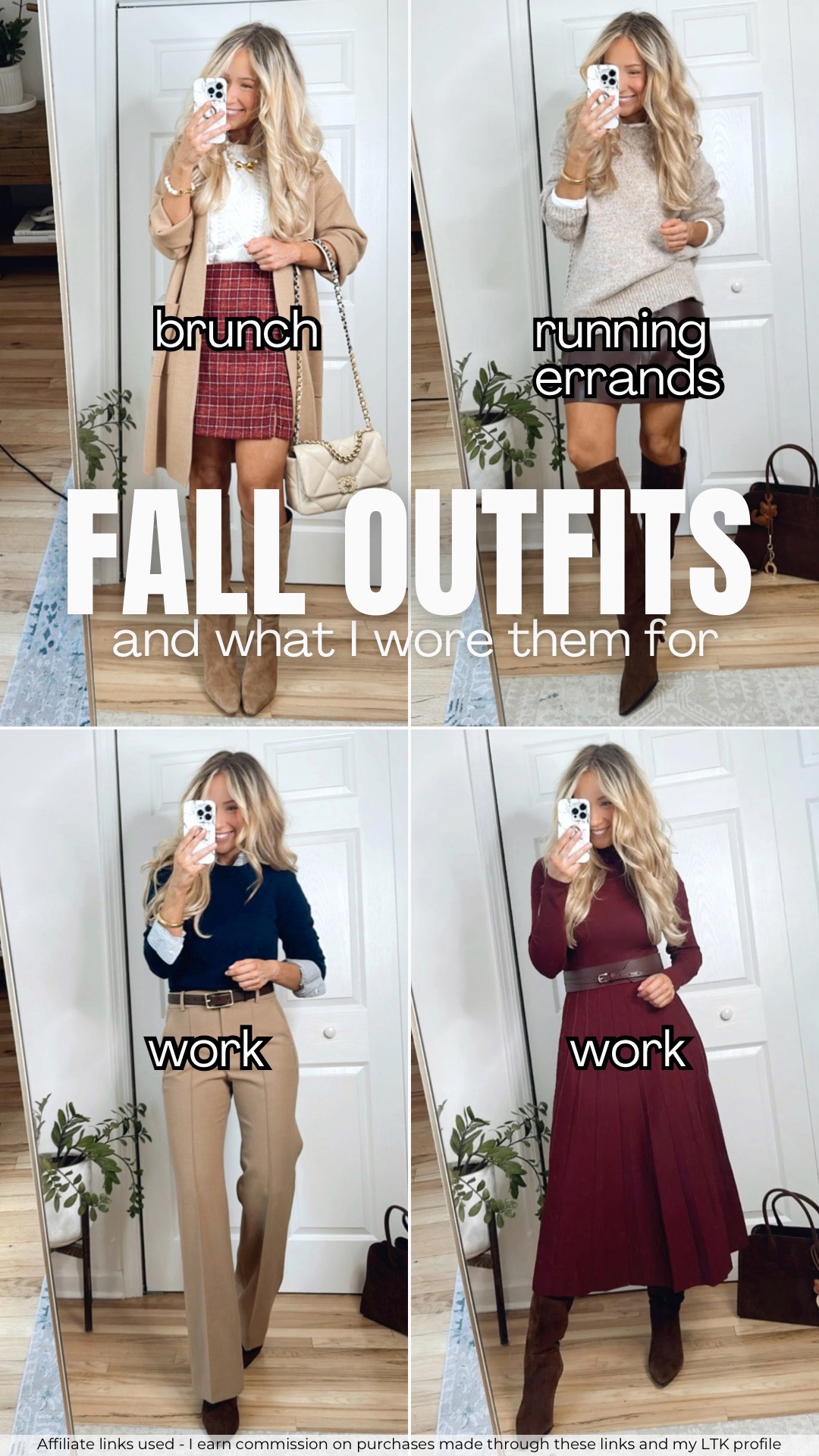 Fall outfit ideas for different occasions

Holiday brunch
Running errands 
Work