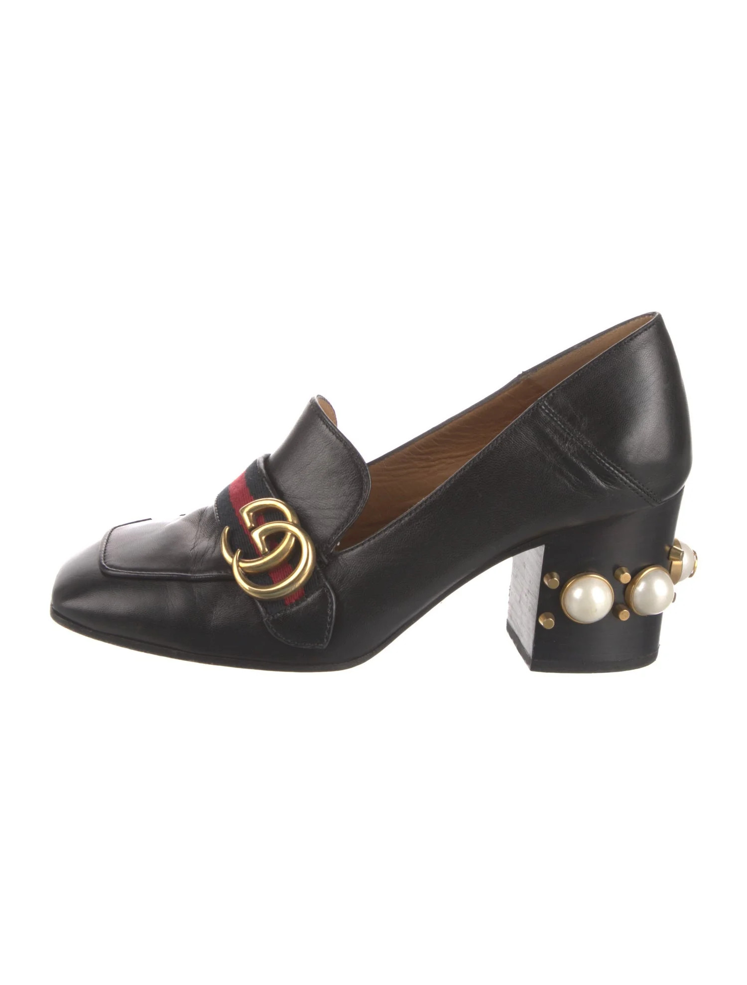 Gucci Faux Pearl Accents Leather Pumps - Black Pumps, Shoes - GUC1998348 | The RealReal | The RealReal