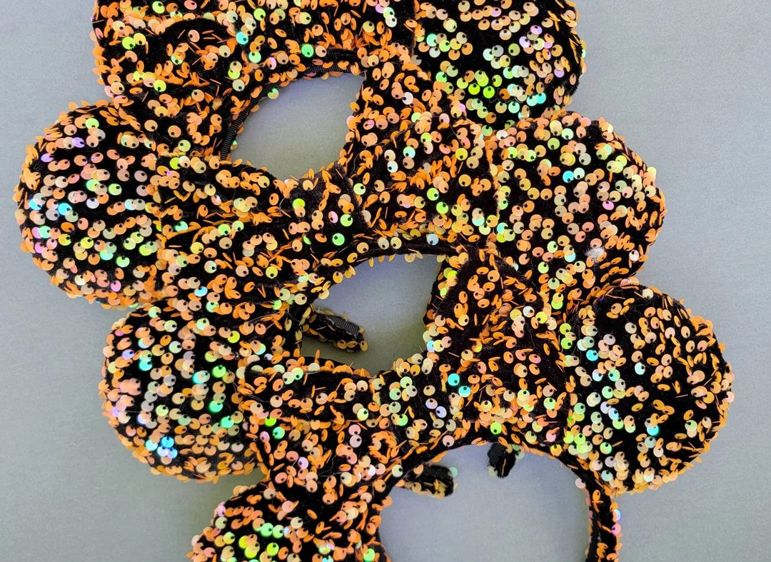 This is Halloween Black/orange Sequin Minnie Ears  - Etsy | Etsy (US)
