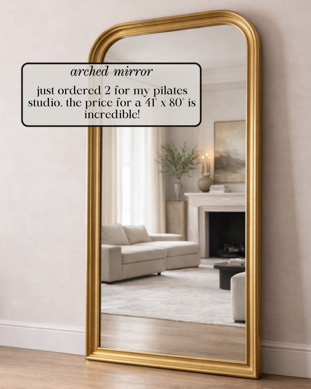 TRENDING NOW — EXTRA LARGE GOLD ARCHED FLOOR MIRROR

This EXTRA LARGE GOLD ARCHED MIRROR makes any space feel instantly bigger and brighter. I ordered two for my Pilates studio, and the 41" x 80" size looks so high-end. The warm gold frame gives that designer studio aesthetic without the luxury markup.

#Amazon #TheHillaryStyle #ArchedMirror #FloorMirror #DesignerMirrorDupe #LuxuryHomeDecor #PilatesStudioStyle #NeutralHomeAesthetic #InteriorInspo #AmazonHomeFind 

 #LTKU #LTKOver40 #LTKHome