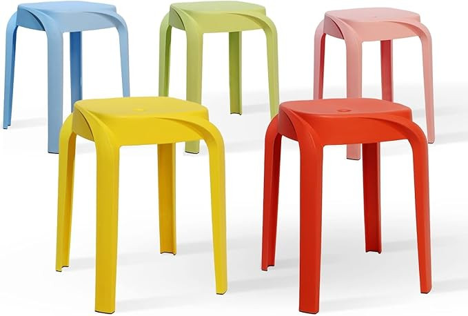 5 Pack Stackable Stools, 17" Classroom Stack Chair School Plastic Stools for Seating Classroom, S... | Amazon (US)