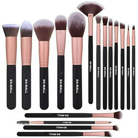 BS-MALL Makeup Brushes 16pcs Premium Synthetic Professional Makeup Eye Brushes Kit for Blending Eyeshadow Concealer Eyeliner Eyebrow(Rose Gold) | Walmart (US)