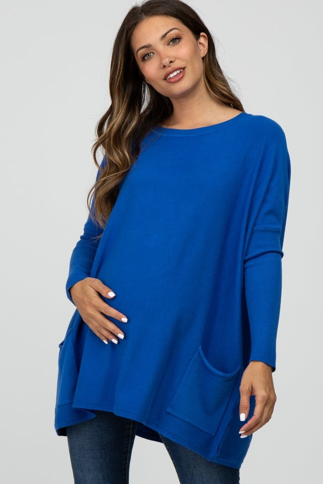 Royal Blue Pocketed Dolman Sleeve Maternity Top | PinkBlush Maternity
