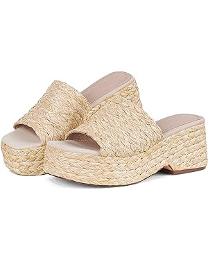 Platform Slip on Espadrille Sandals for Women Wedges Slides Bohemia Sandals Flatform Open Toe Bea... | Amazon (US)