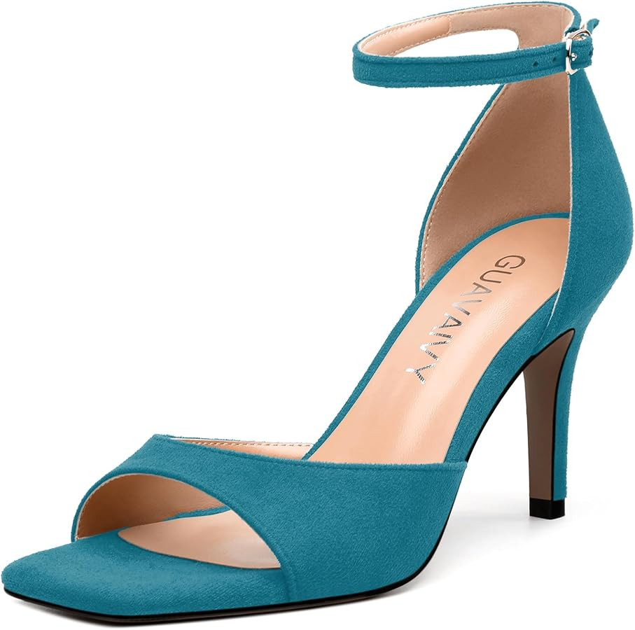 Women's Sandals, High Stilettos Open Square Toe, Ankle Strap Solid Fashion Dress Shoes, Wedding P... | Amazon (US)