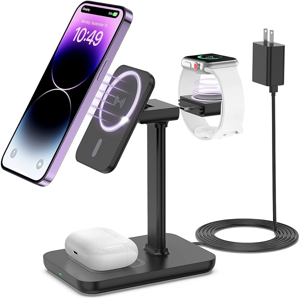 MagSafe 3 in 1 Wireless Charger Stand with Detachable Apple Watch Charger, Wireless Charging Stat... | Amazon (US)