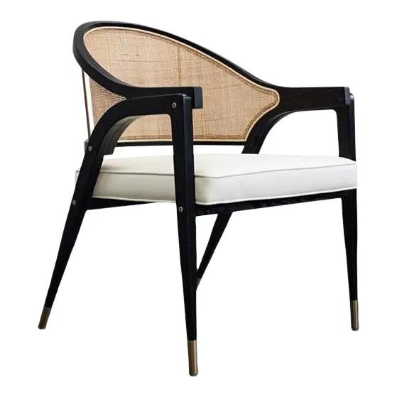 Vesta Gina Vegan Leather and Rattan Lounge Chair | Chairish