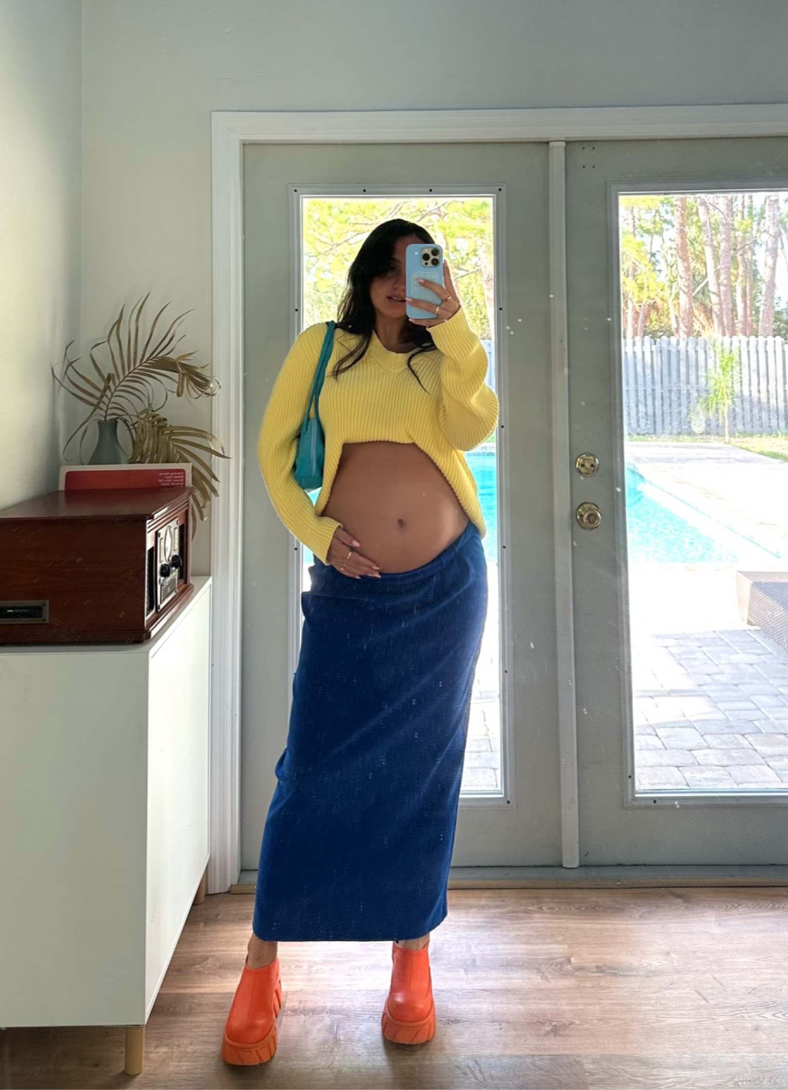 head to toe thrifted look with nearly exact copies of everything I’m wearing! thrifted finds🤝thrifted dupes 

fall fashion maternity style maxi skirt colorful basics 

#LTKHoliday #LTKbump #LTKSeasonal