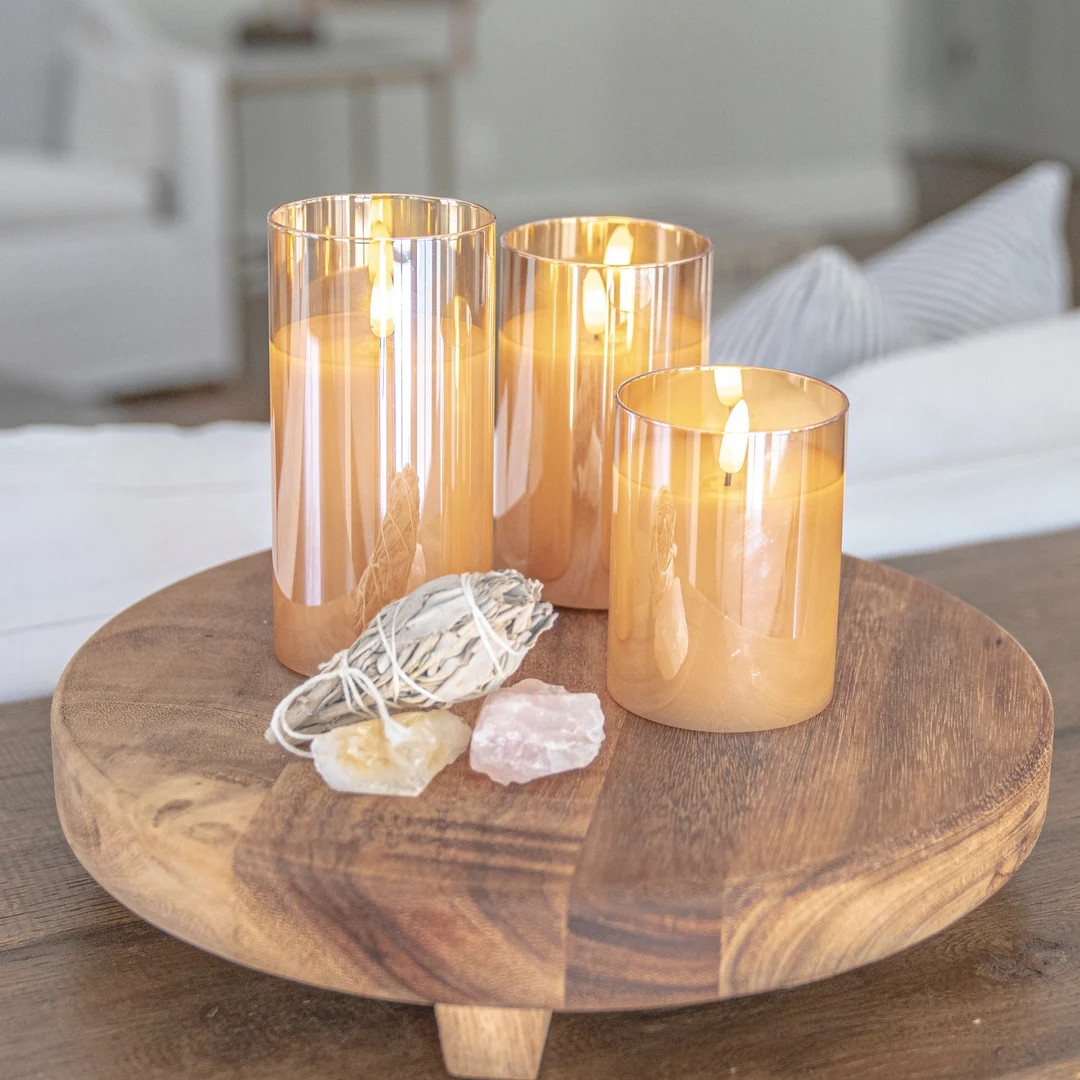 Flameless Candles With Remote Control & Timer Amber Glass - Etsy | Etsy (US)
