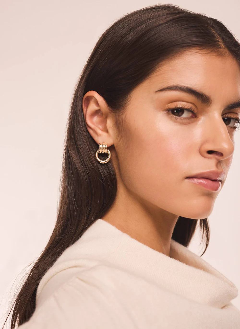 Silver Tone Link Hoop Earrings | Mint Velvet