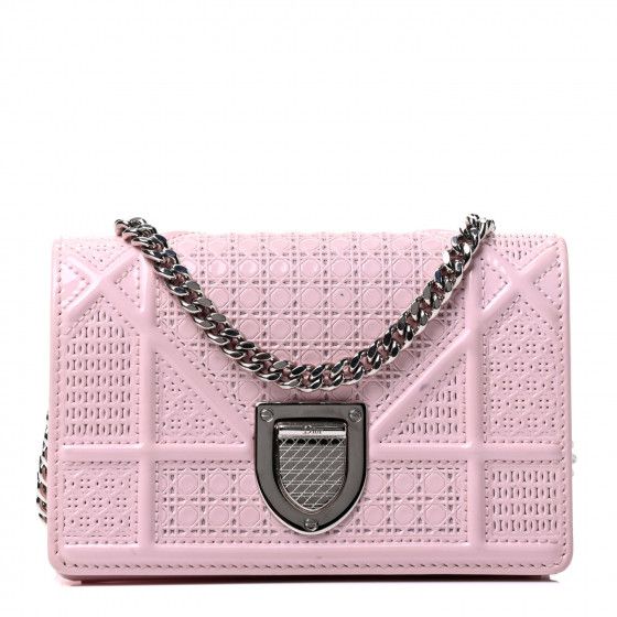 CHRISTIAN DIOR Patent Micro-Cannage Baby Diorama Flap Bag Pale Pink | Fashionphile