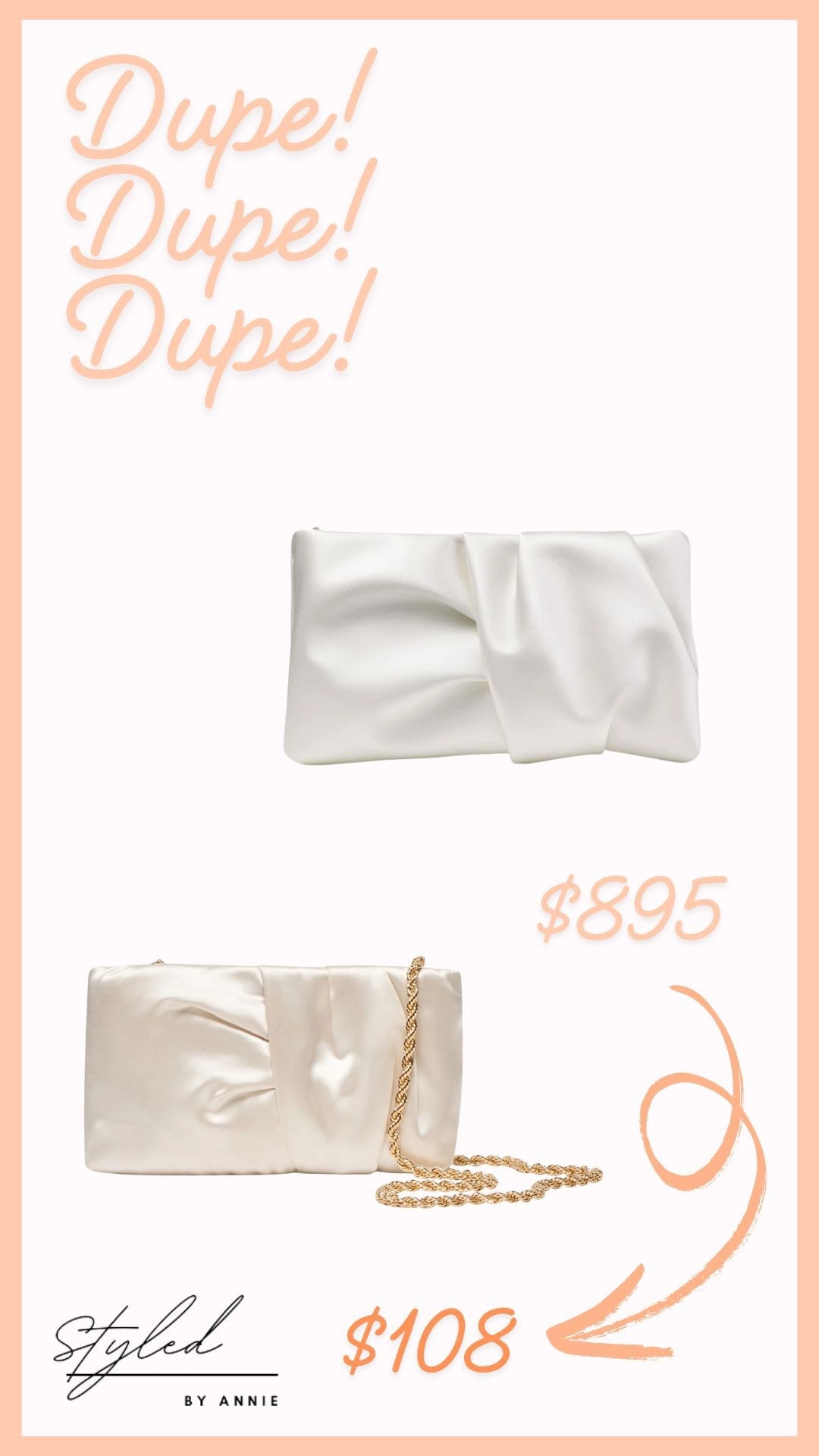 The perfect neutral clutch🤍

#forthebride #whiteclutch #bridal #eveningwear #accessories #dupe

#LTKSaleAlert #LTKootd #LTKWedding