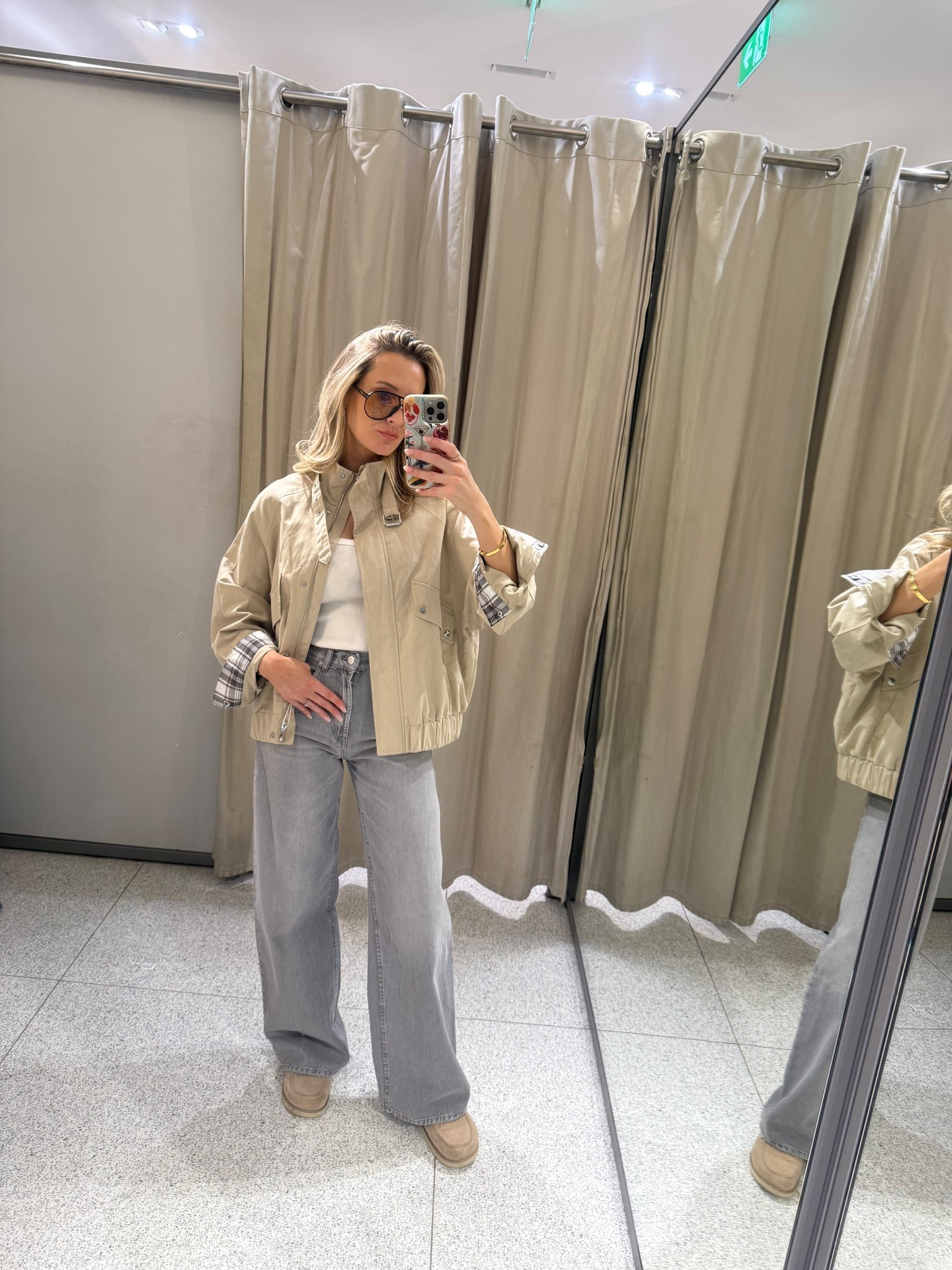 An every day outfit idea styling grey jeans and a funnel neck jacket with suede mules. This is the size down in the jeans but was snug, I’d say I’d between sizes size down but if not usual size . In 5’7 for ref x

#LTKstyletip #LTKspring #LTKuk