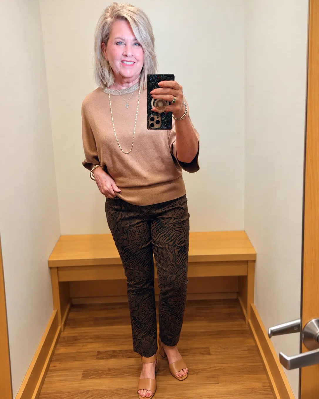 Try on session from Chico’s! I love this neutral cape sleeve sweater with fun animal print pants! I show them paired with solid brown pants on the second slide. Both are great and I am wearing a size 1. My top is also size 1.

#LTKOver40 #LTKWorkwear #LTKootd