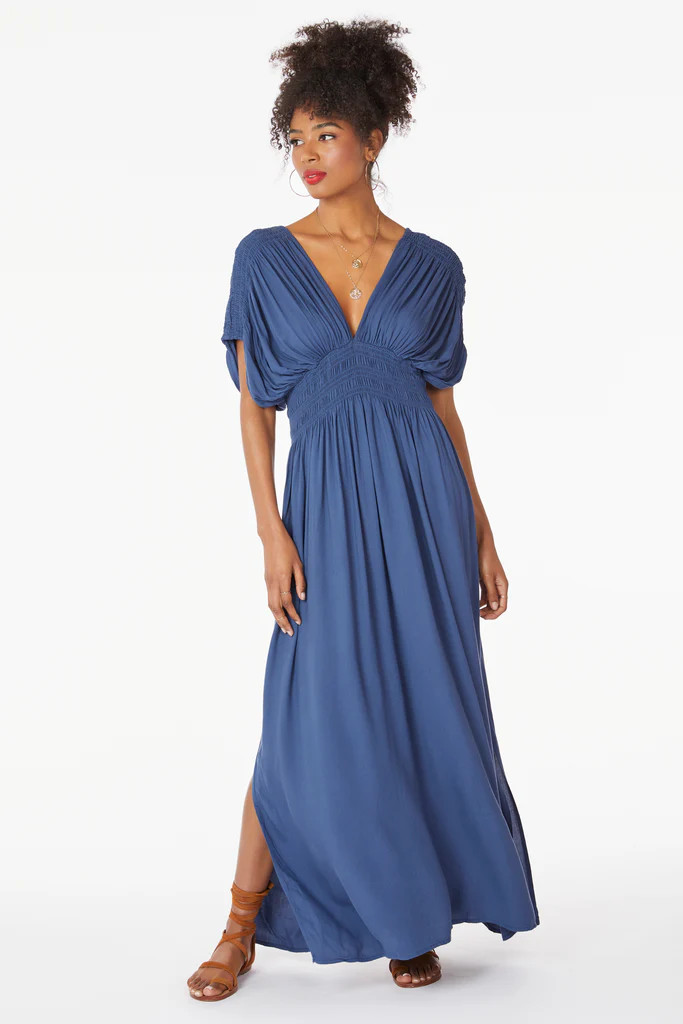 SHIRRED MAXI DRESS | bobi Los Angeles