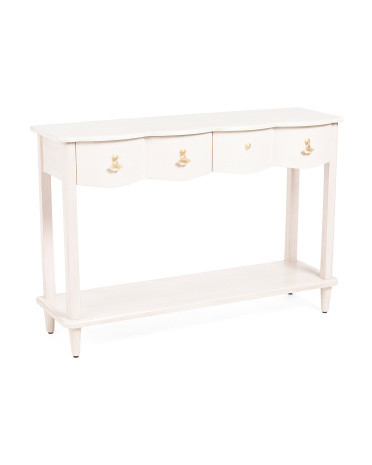 47.25x32 Two Drawer Scalloped Front Console Table With Lower Shelf | Marshalls