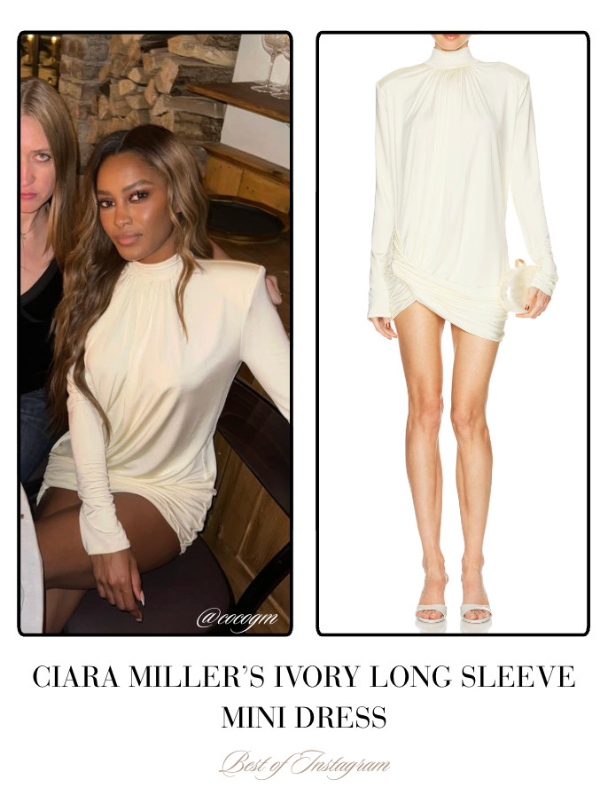 Ciara Miller's Ivory Long Sleeve Mini Dress 📸= @cocogm 

 