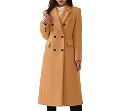 2023 Fashion Winter Jacket Women's Fashion Casual Long Double Breasted Solid Woolen Coat With Poc... | Amazon (CA)