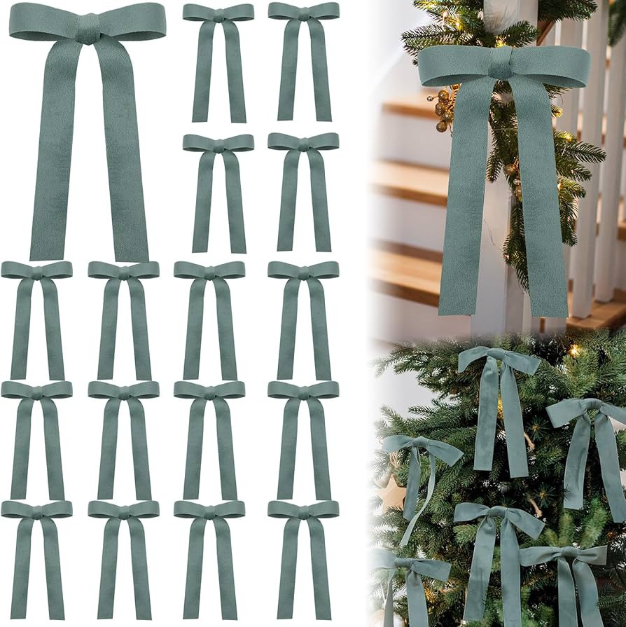 24 Pcs Velvet Christmas Bows for Christmas Tree Rustic Crafts Gift Bows Vintage Velvet Ribbon Bow... | Amazon (US)