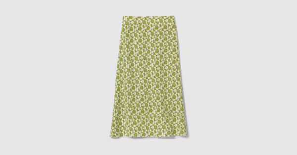 Floral print silk crêpe de chine skirt | Gucci (US)