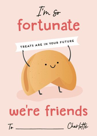 "Fortunate" - Customizable Classroom Valentine's Cards in Pink by Erica Krystek. | Minted