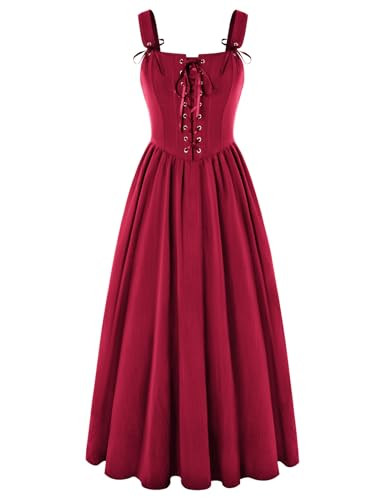 Scarlet Darkness Renaissance Dress Women Lace Up Cottagecore Sleeveless Long Dress Medieval Costu... | Amazon (US)