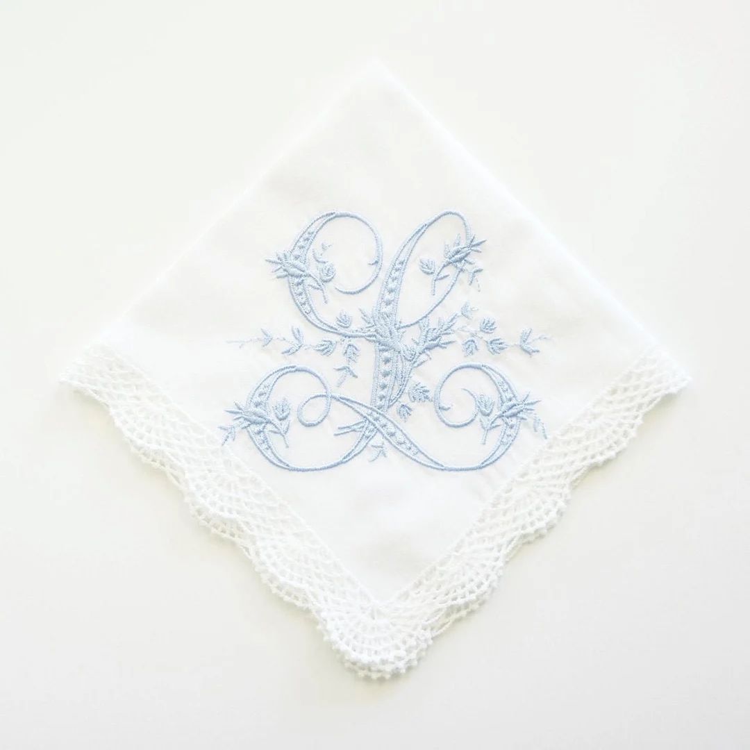 VINTAGE Font Embroidered Monogrammed Handkerchief, Personalized Custom Handkerchief, Hanky, Singl... | Etsy (US)