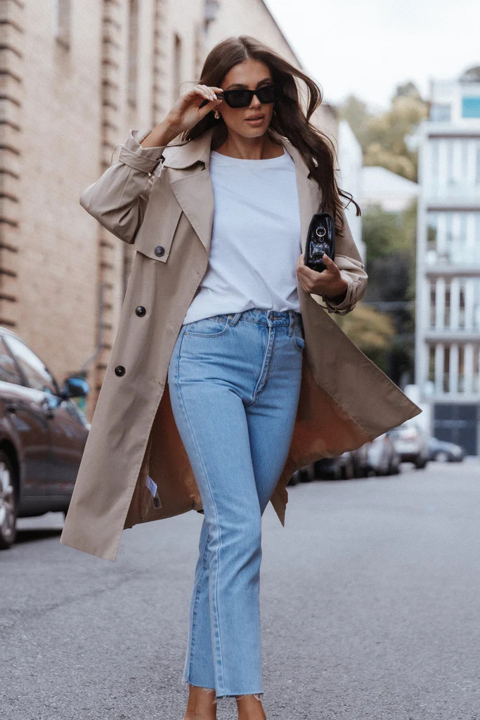 Trina Button Front Trench Coat - Beige | Petal & Pup (US)