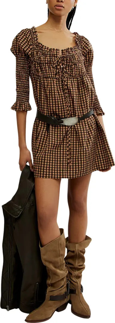 Star Dip Tiered Smocked Button Front Cotton Dress | Nordstrom Rack