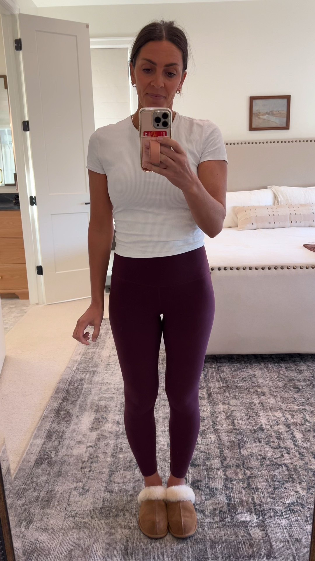 My favorite Ugg slippers for this fall and winter. My favorite Lululemon align leggings with this very cute ribbed tee with a cute cross knot in the back! 

#LTKSeasonal #LTKStyleTip #LTKActive