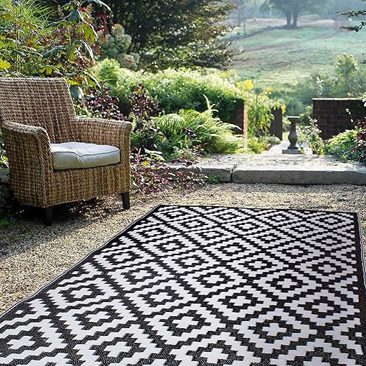 FH Home Outdoor Rug - Waterproof, Fade Resistant, Crease-Free - Premium Recycled Plastic - Geomet... | Amazon (US)