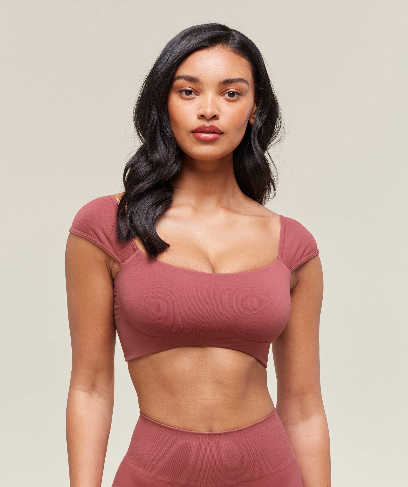 Gymshark Soft Sculpt Cap Sleeve Bralette - Washed Berry Pink | Gymshark US