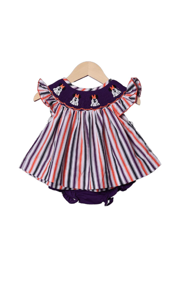 Smocked Stripe Mouse Ghost Bloomer Set | The Smocked Flamingo