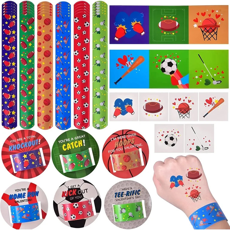 Fun Little Toys 150 Pcs Valentines Day Cards with Slap Bracelets and Stickers, Classroom Valentin... | Walmart (US)