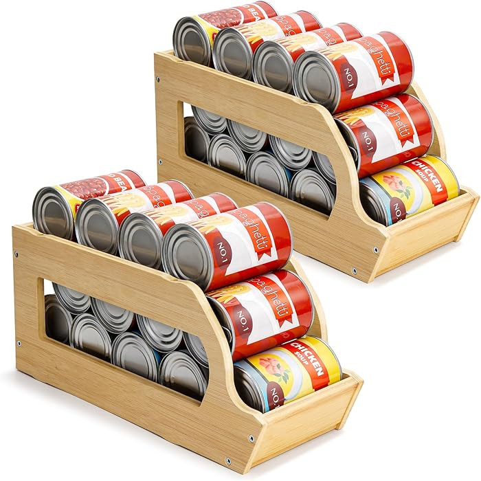 Bamboo Can Organizers and Storage for Pantry, Soda Can Organizer Beverage Drink Holders, Stackabl... | Amazon (US)