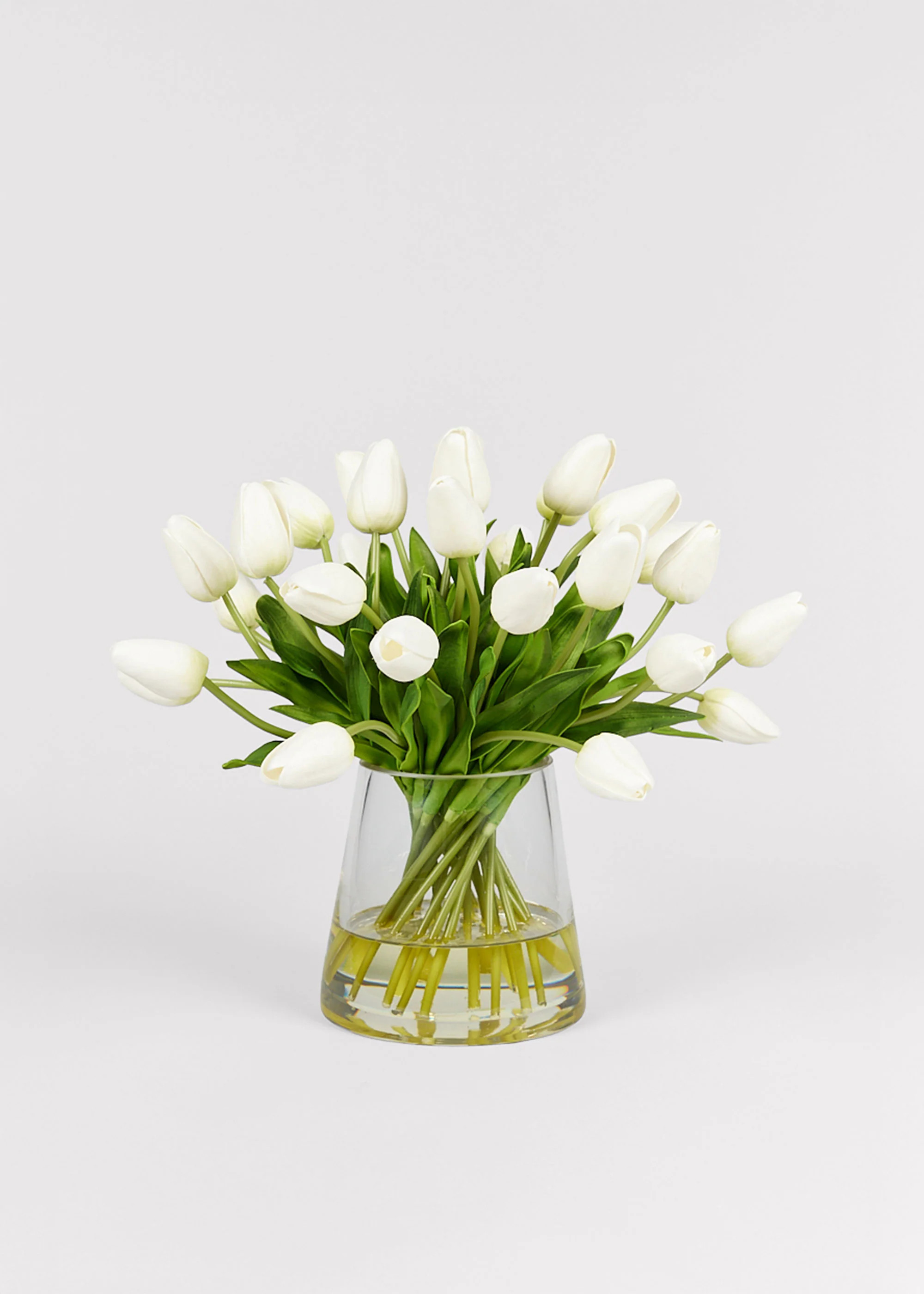 White Tulips in Glass Vase | Faux Flower Arrangements at Afloral.com | Afloral